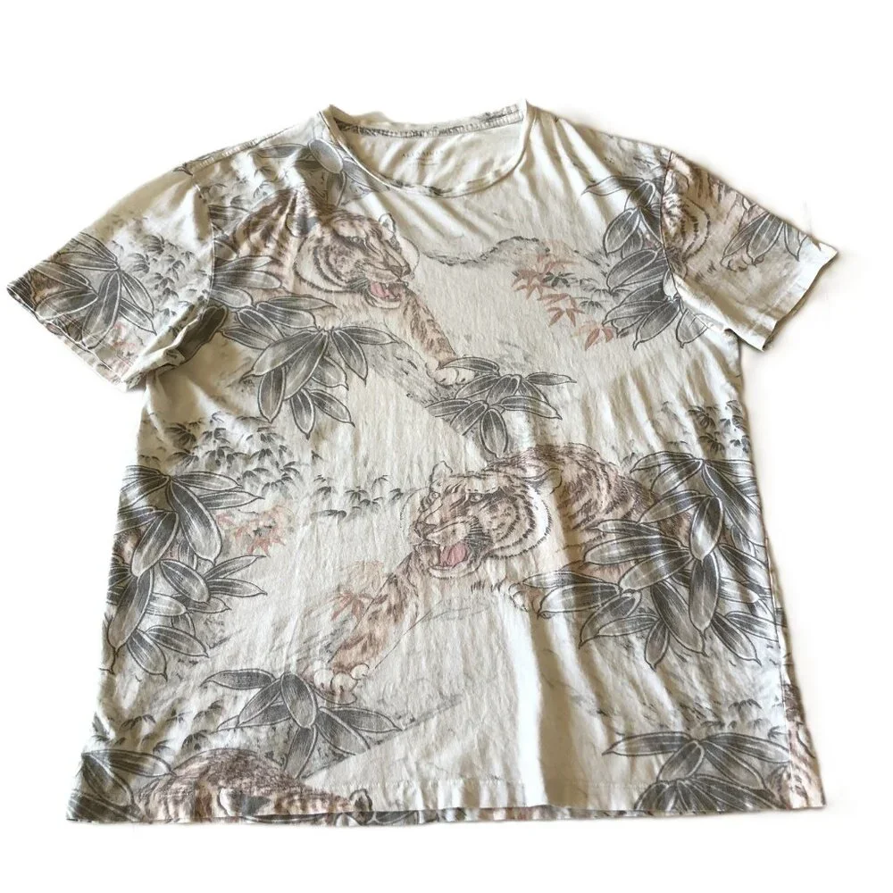 ALLSAINTS Chokai SS Crew Neck T-Shirt Oversized Fit Tiger Print Mens S Portugal - Picture 3 of 12